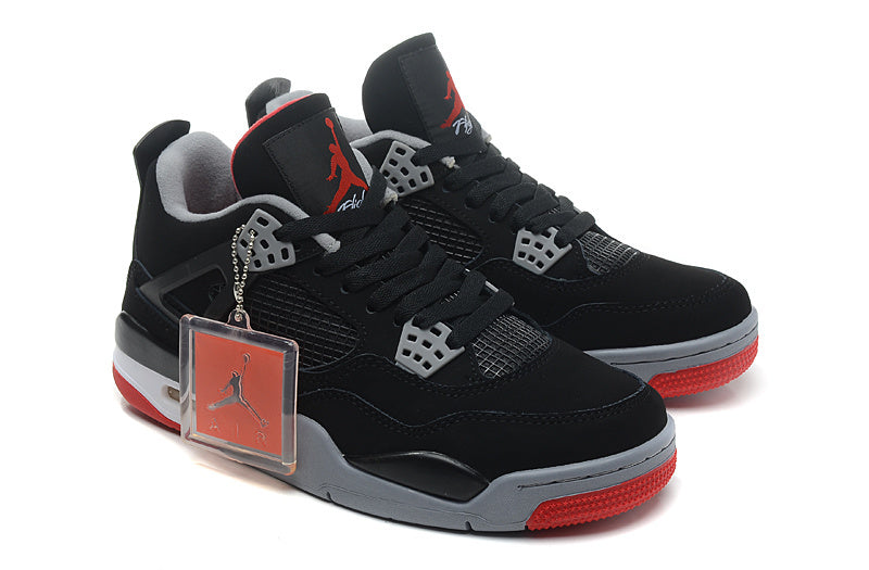 Jordan 4 Retro Black/Red Basketball Shoes