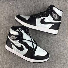 Air Jordan 1 High Black and White Satin-Style Sneakers