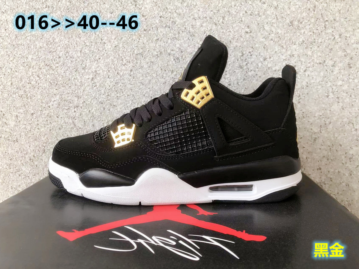 Jordan 4 Black and Gold Basketball Sneakers