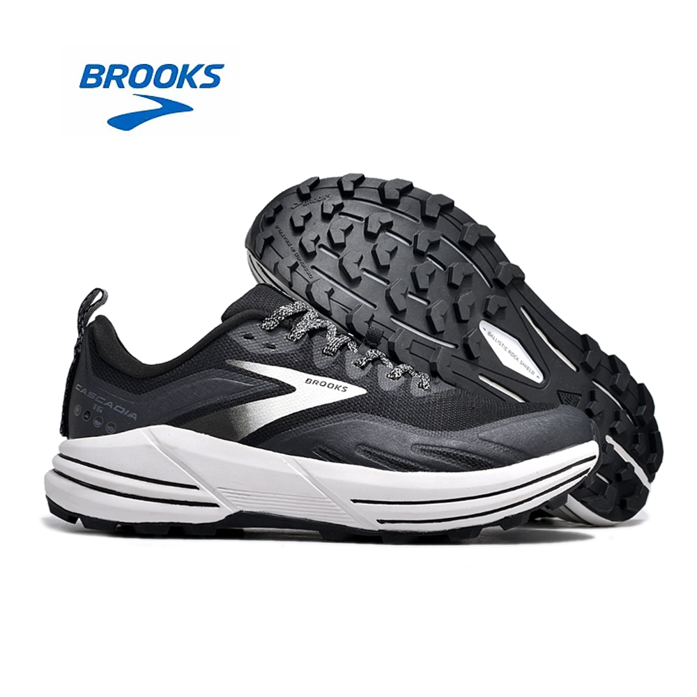 Brooks Cascadia 16 Trail Running Shoes in Black and White