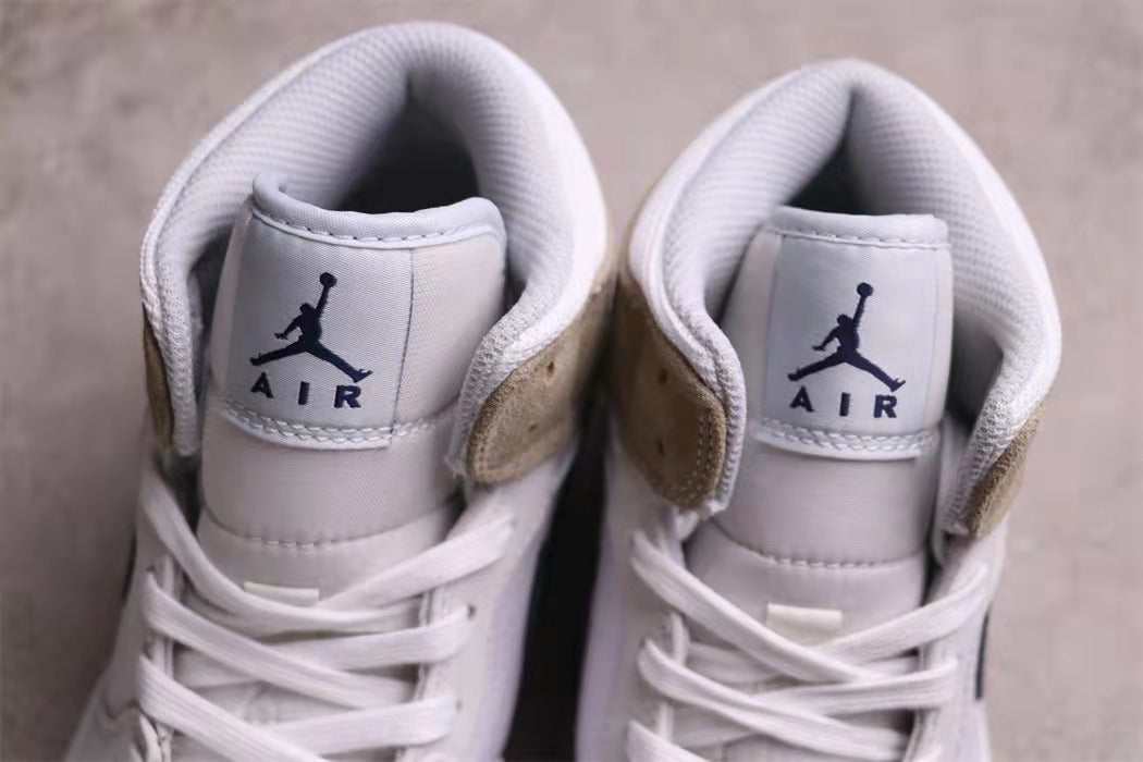 Jordan Air Jordan 1 Mid Sneakers White Navy Beige DO6726-100